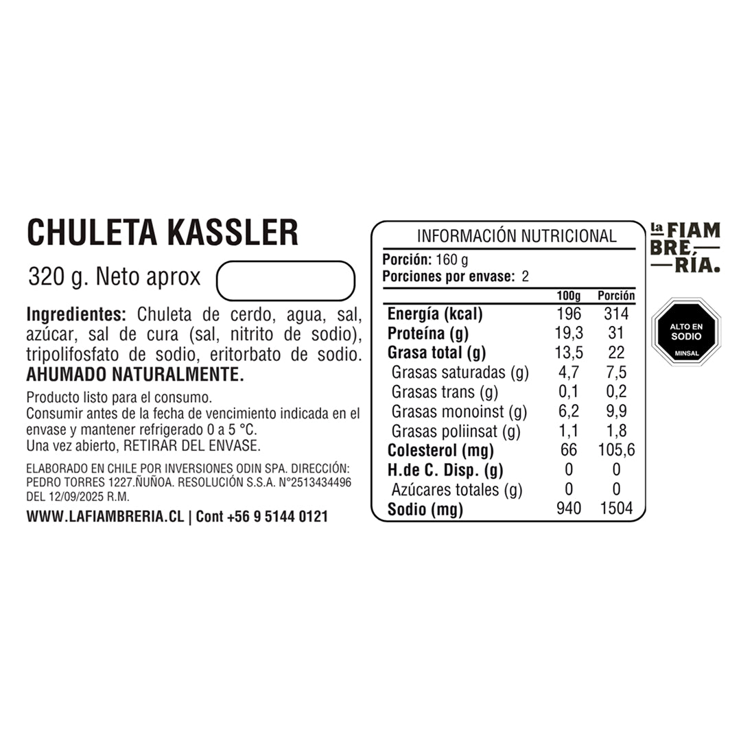 Chuleta Kassler 320gr Aprox (2 Und)