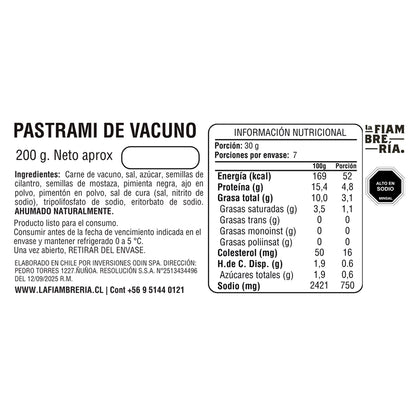 Pastrami Vacuno 200gr